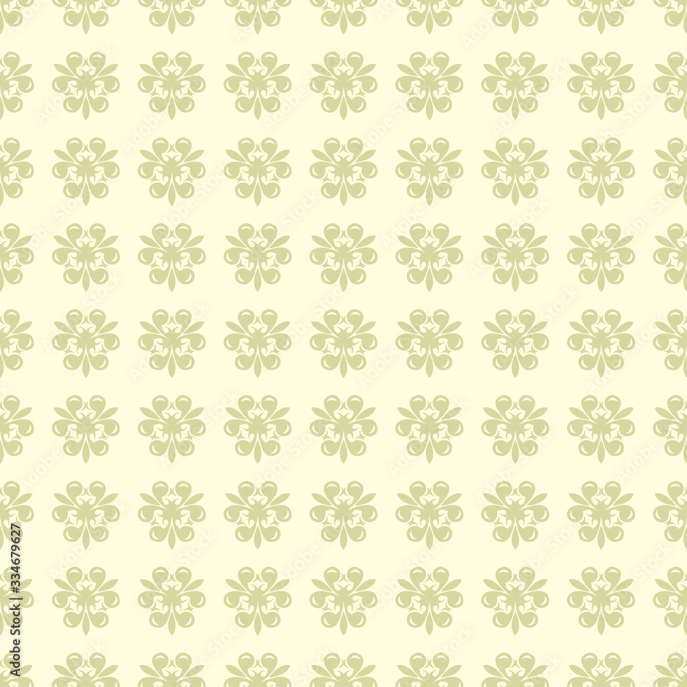 Floral seamless pattern. Olive green background with flowers