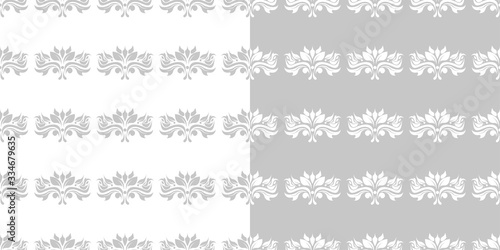 Floral seamless patterns. Gray and white designs. Backgrounds compilation