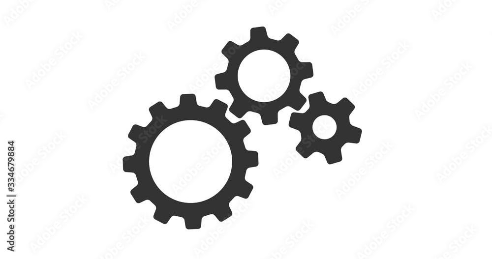 Rotating gears looped video. Industrial sign icon. Rotating gears looped video. Industrial sign icon.