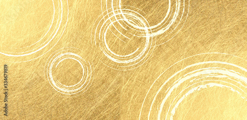 波紋のパーターンと金色の和紙の背景素材