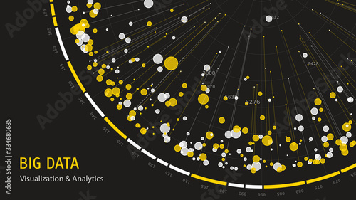 Big data visual representation. Abstract data radial plot. Complex big data analysis. Information visualization concept. Data science background.
