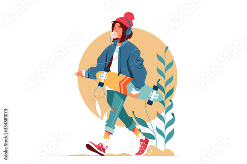 Girl walking outside
