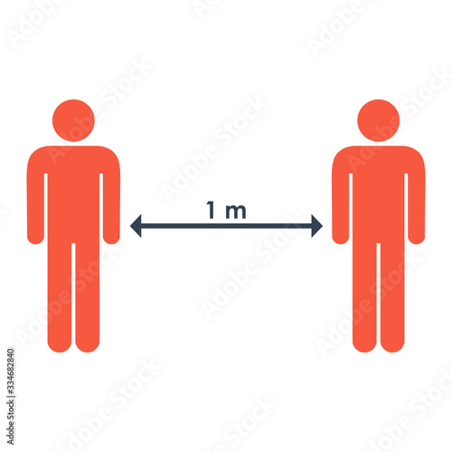 Keep distance sign. Coronovirus epidemic protective equipment. Preventive measures. Steps to protect yourself. Keep the 1 meter distance. Vector illustration.