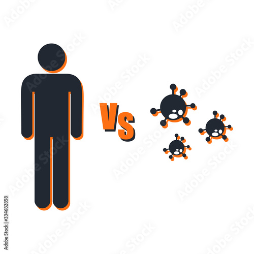 Coronavirus vs man. Corona Virus 2020. Coronavirus quarantine poster. Stop coronavirus outbreak concept. Vector illustration.