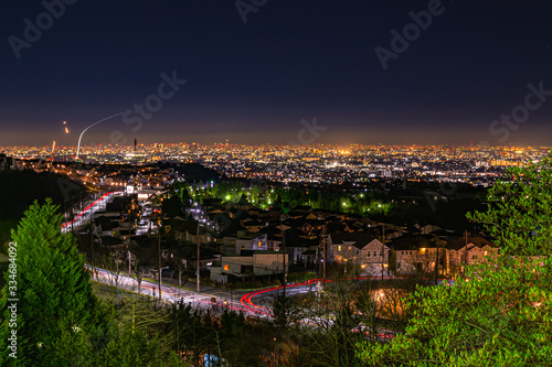 伊丹空港、大阪平野の夜景、宝塚北公園より