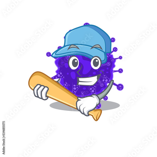 Picture of nidovirales cartoon character playing baseball © kongvector