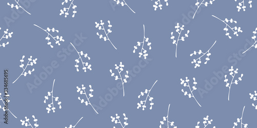 Monochrome xenon blue Bush or leave background. Seamless pattern. 