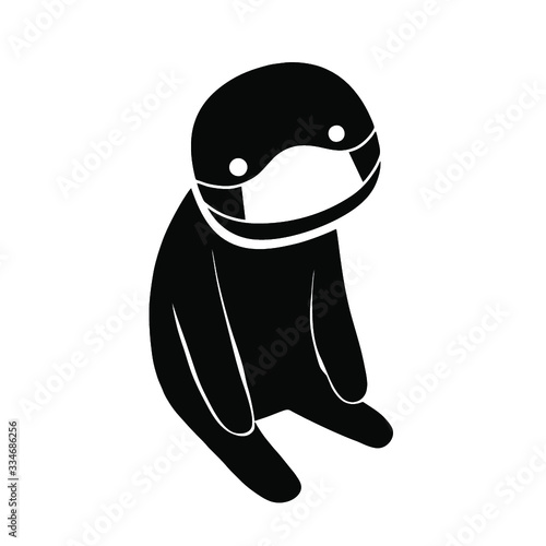 black figure wearing mask, sitting down clip art preview