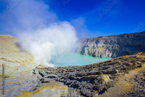 The Ijen volcano is a stratovolcano in the Banyuwangi Regency of East Java, Indonesia