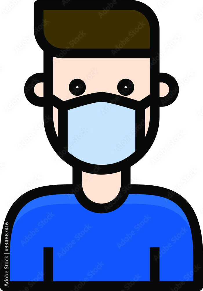 Clip-art Illustration of Man Wearing Medicinal Face Mask Protection During Corona-virus Pandemic Clip-art Illustration of Man Wearing Medicinal Face Mask Protection During Corona-virus Pandemic