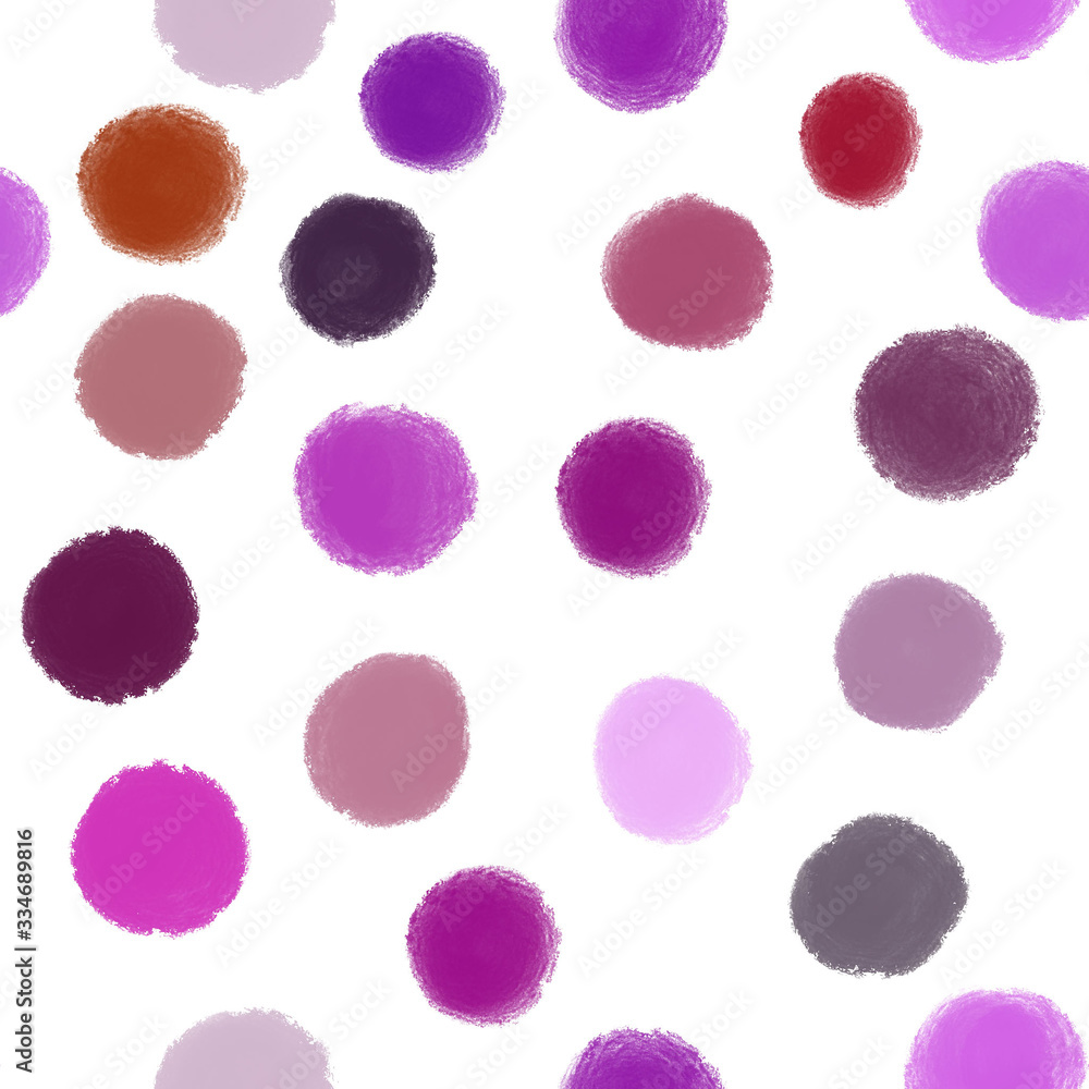 Abstract seamless pattern with watercolor pink and violet dots on white background. Print, packaging, wallpaper, textile, fabric design Abstract seamless pattern with watercolor pink and violet dots on white background. Print, packaging, wallpaper, textile, fabric design