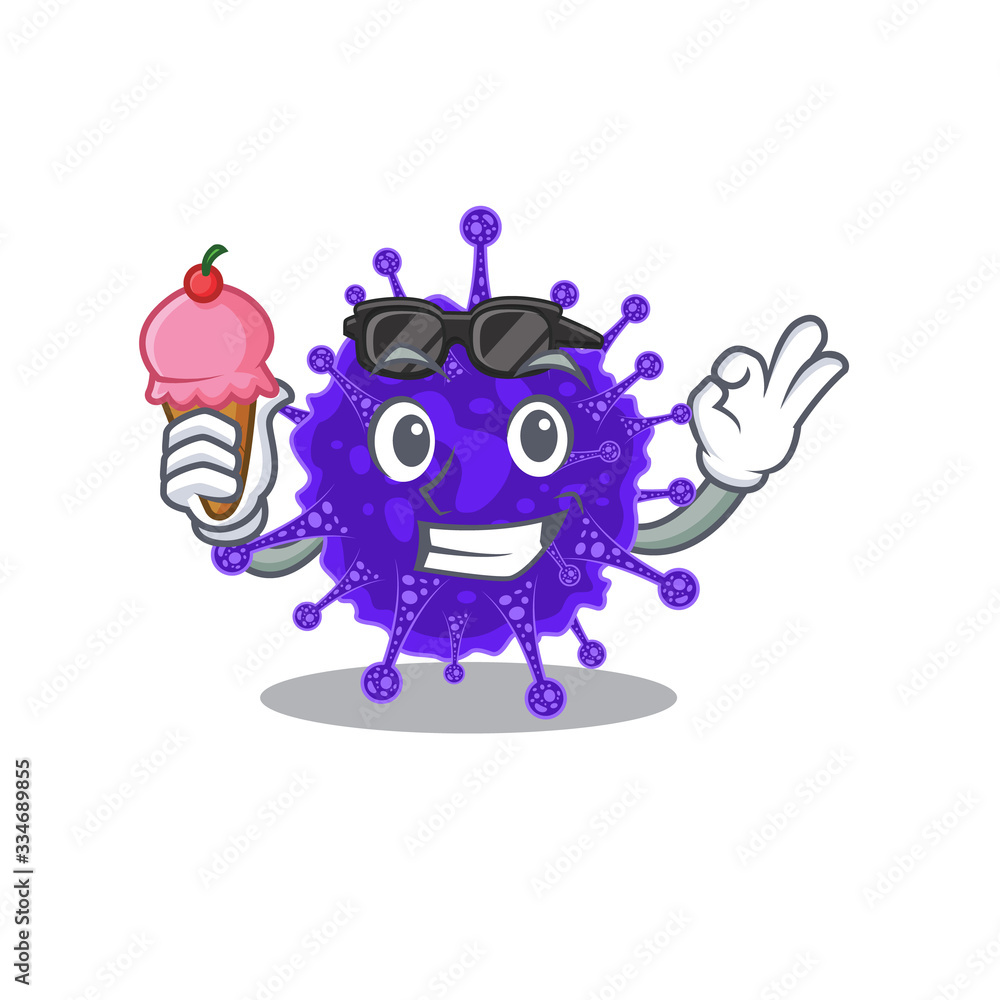Cartoon design concept of nidovirales having an ice cream Cartoon design concept of nidovirales having an ice cream