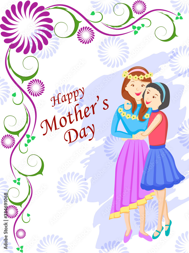 vector illustration of Happy Mother's Day greetings background with mother and kid showing love and affection relationship vector illustration of Happy Mother's Day greetings background with mother and kid showing love and affection relationship