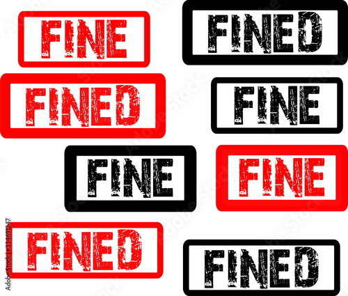 Fined stamp inscription symbol, black and red icon