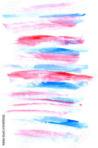 Blue and red striped background with thick stripes. Stripes made in watercolor