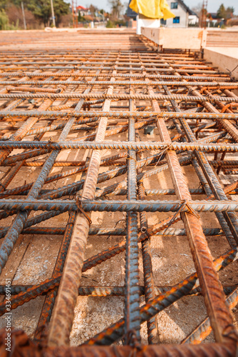 Steel reinforcement at the construction of a single-family house