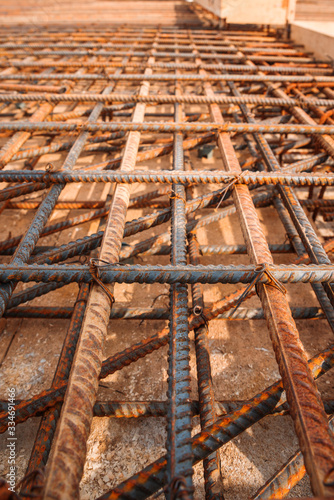 Steel reinforcement at the construction of a single-family house © Filip Olejowski