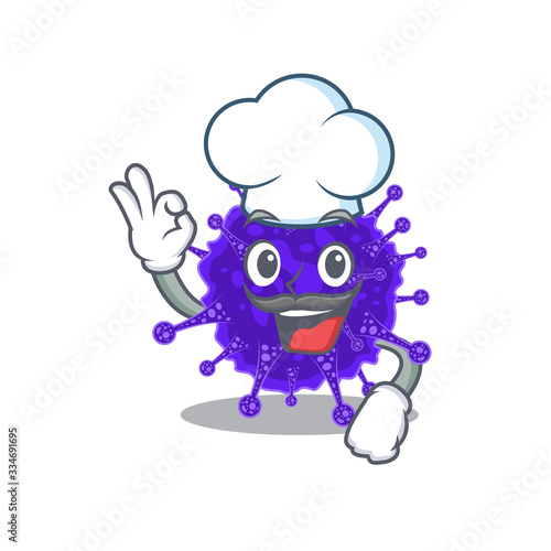 Nidovirales chef cartoon design style wearing white hat