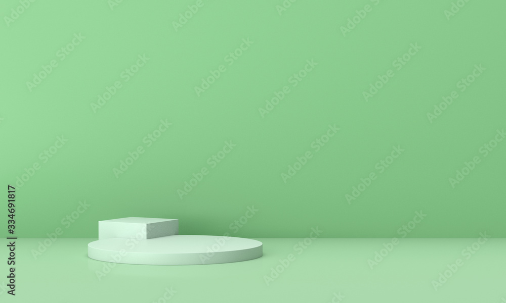 3D rendering of the green geometric space background. 3D rendering of the green geometric space background.