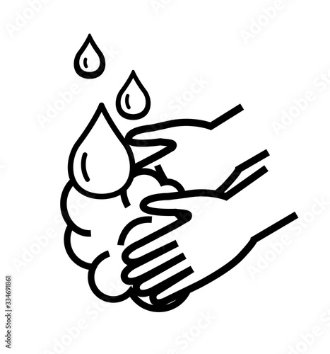 Washing hands with soap icon vector sign isolated on white