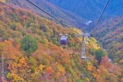 群馬県みなかみの紅葉の谷川岳ロープウェイ photo