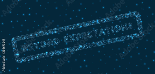 Beyond expectations word in digital style. Glowing geometric beyond expectations badge. Elegant vector illustration.