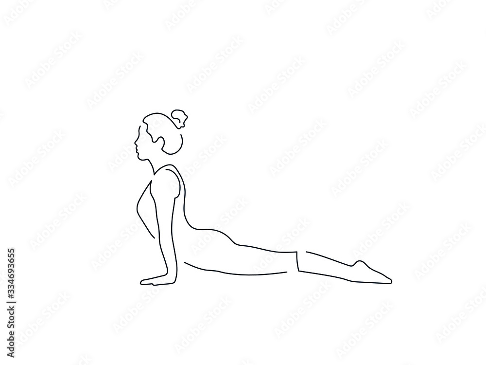 Fototapeta Woman practicing yoga isolated line drawing, vector illustration design. Health collection.