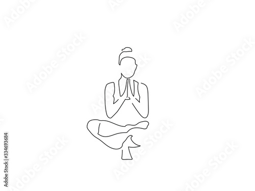 Woman practicing yoga isolated line drawing, vector illustration design. Health collection.