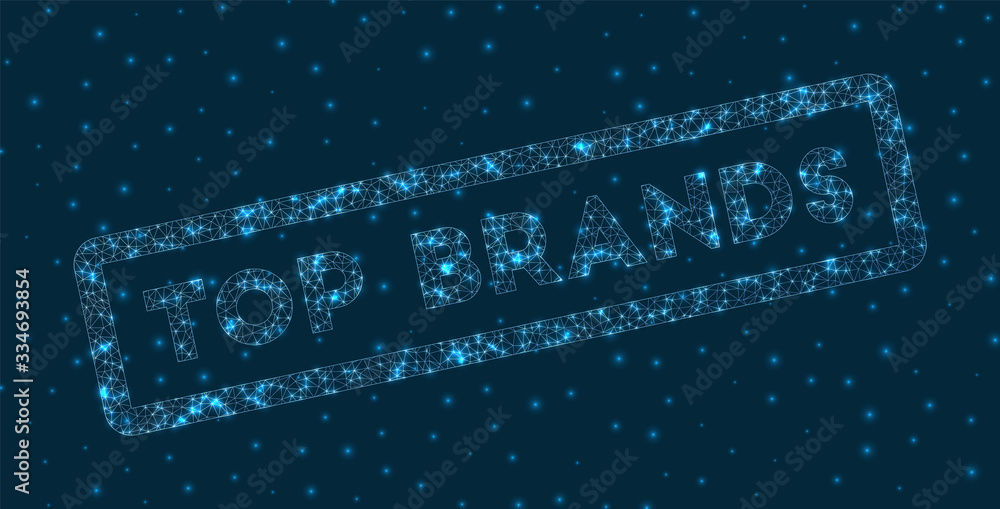 Top brands word in digital style. Glowing geometric top brands badge. Modern vector illustration. Top brands word in digital style. Glowing geometric top brands badge. Modern vector illustration.