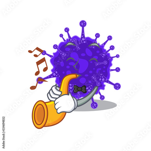 Talented musician of nidovirales cartoon design playing a trumpet