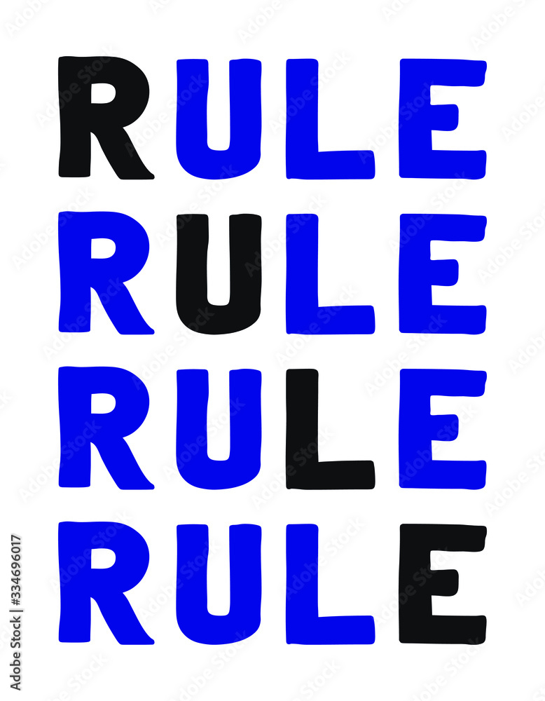 Rule Colorful isolated vector saying