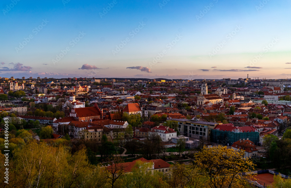 View of the old city of Vilnius from Three Cross Mountain.