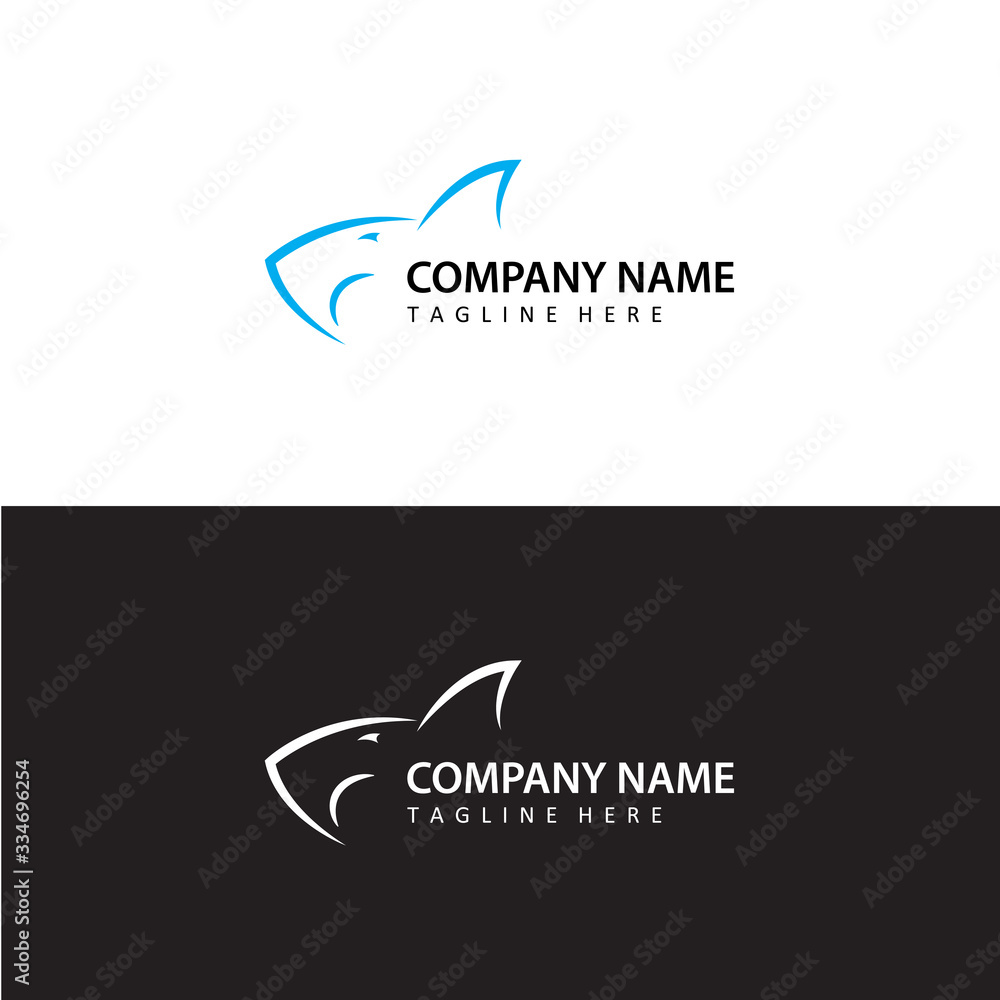 shark logo template design vector in isolated white background shark logo template design vector in isolated white background