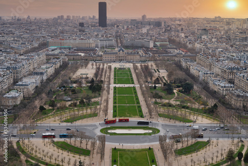 top view of the city of paris