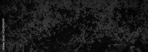 Black background of a texture of cement, stone and concrete - Dark stage background - Large panoramic format