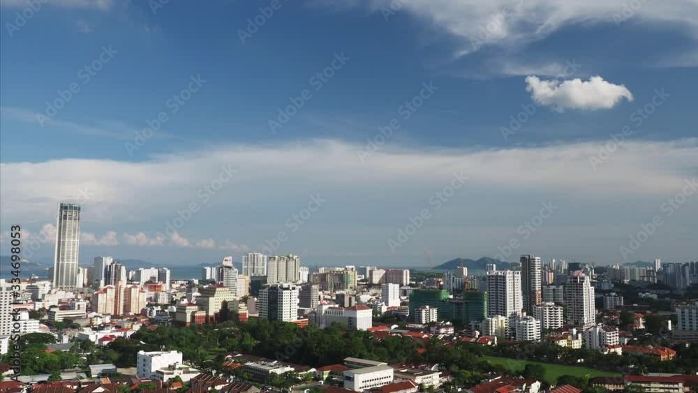 view of Penang city center on a sunny day view of Penang city center on a sunny day