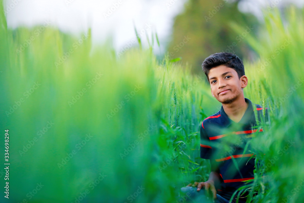 Rural Indian Child at wheat field