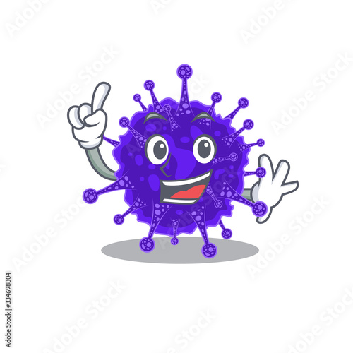 Nidovirales mascot character design with one finger gesture