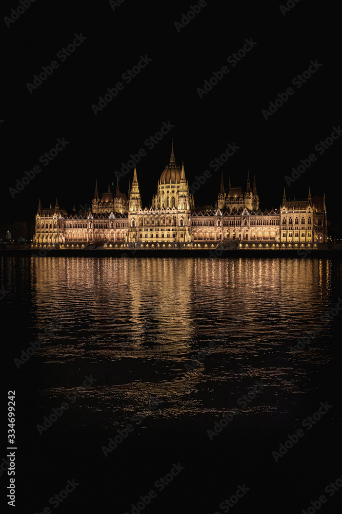 Pretty view of the illuminated Budapest parliament