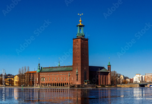  Stockholm Stadshuset City Hall sunrise. Sweden.