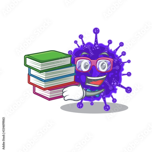 A diligent student in nidovirales mascot design concept with books