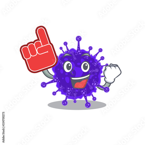 Nidovirales presented in cartoon character design with Foam finger