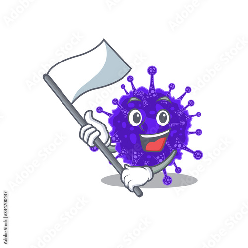 A nationalistic nidovirales mascot character design with flag