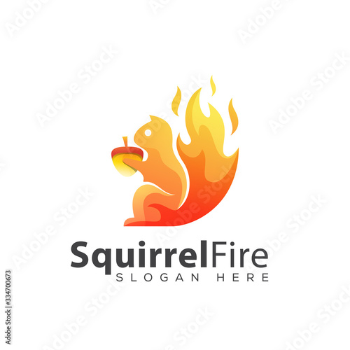 awesome squirrel fire logo design vector template