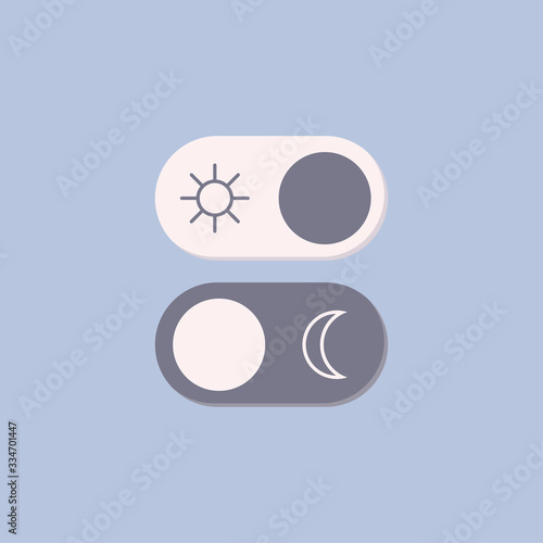Switch on or off. Sun and moon icon. Flat design. Vector illustration. 