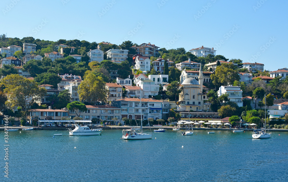 Fototapeta premium Burgazada, one of the Princes' Islands, also called Adalar, in the Sea of Marmara off the coast of Istanbul