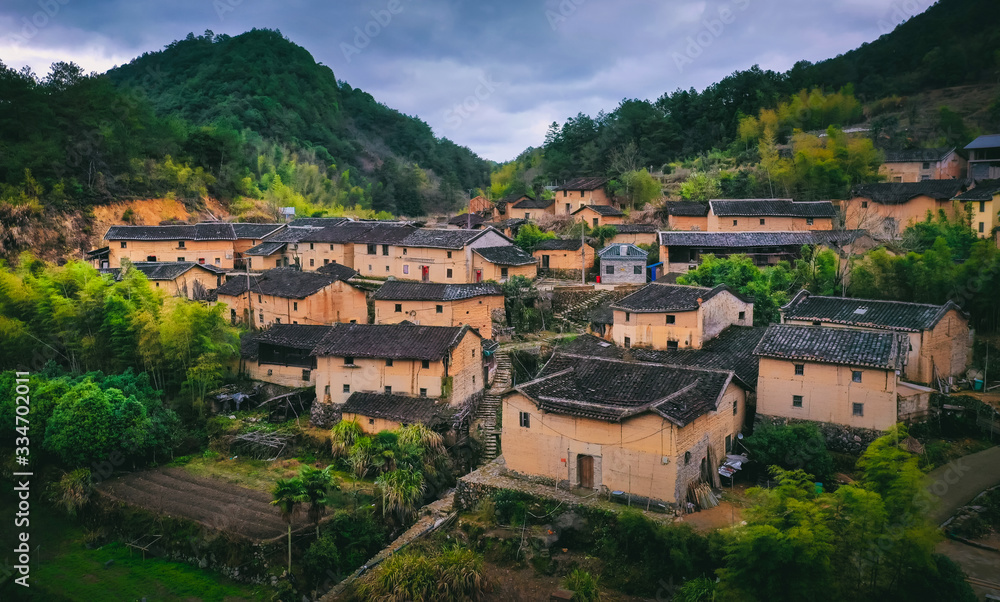 Fototapeta premium beautiful countryside landscape of China's ancient historic village in mountains