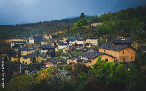 beautiful countryside landscape of China's ancient historic village in mountains © Chenxiaoyang