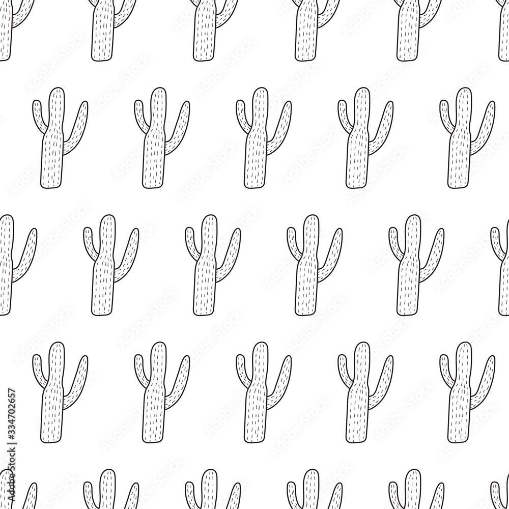 Seamless pattern with cactuses.