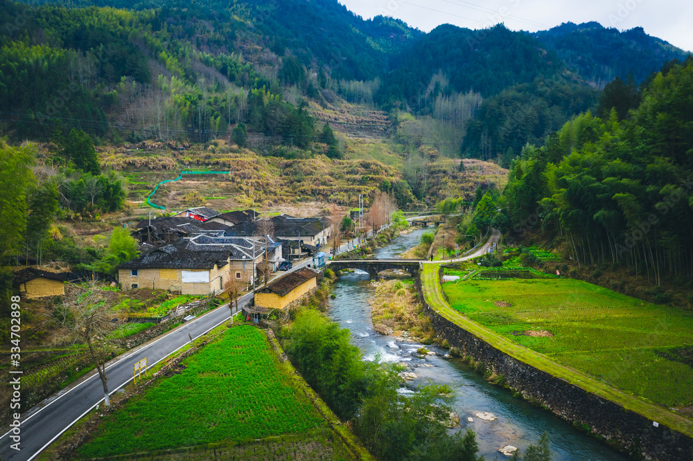 beautiful countryside landscape of China's ancient historic village in mountains